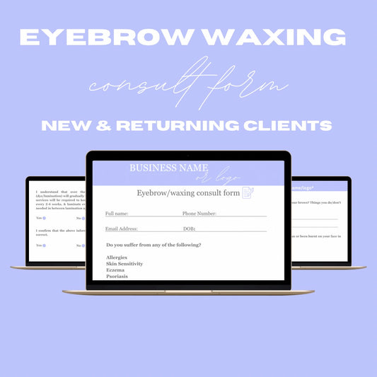 Fully Editable Brow/Waxing Consult Form