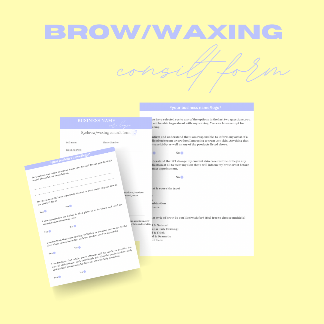 Fully Editable Brow/Waxing Consult Form